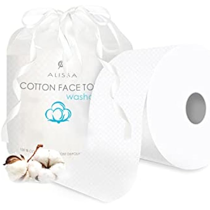 Alissa (5 ROLLS /5 PACKS) DISPOSABLE FACE TOWEL 100% COTTON ULTRA SOFT EXTRA THICK FACIAL TISSUE DRY AND WET USE WIPES FOR SKIN CARE MAKEUP REMOVING BABY CARE AND SURFACE CLEANING - Image 1